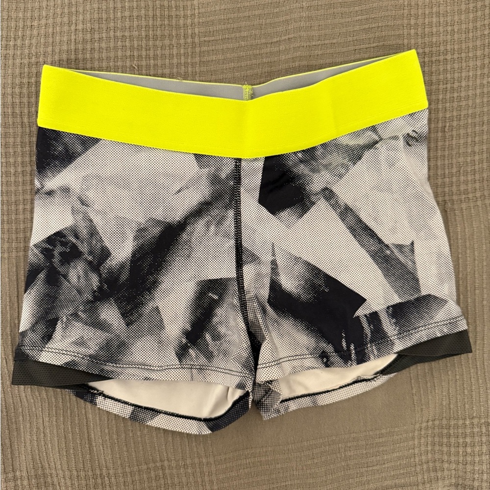 H&M Yellow and Black Athletic Shorts with Bold Design